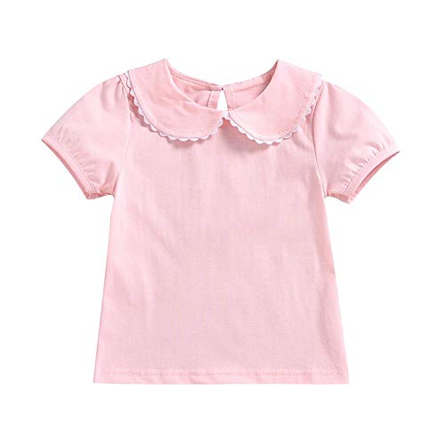Image of MODNTOGA Kids Girls Basic Shirt Long Sleeve 3 Solid Color Doll Collar Tops Blouse