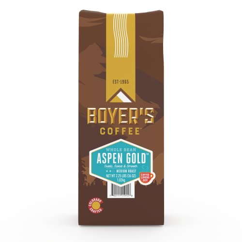 Boyer's Coffee Aspen Gold Coffee, Medium Roast, Whole Bean, 2.25lb Bag (1-Count)