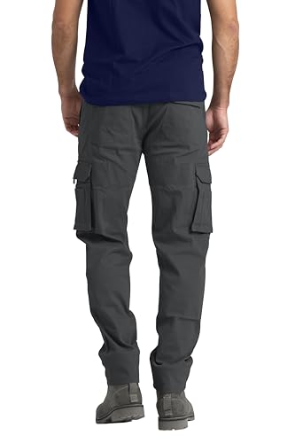 Mens Cargo Pant 100% Cotton Slim-Fit Relaxed Tactical Hiking Heavy Duty Workwear 6 Pockets Outdoor Cargo Works Pants 32W-44W2