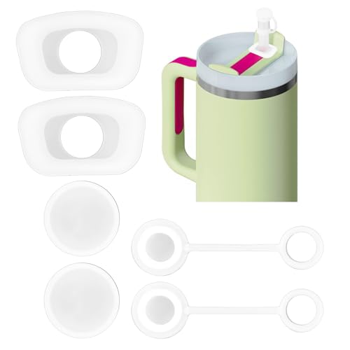 Set di 6 tappi in silicone a prova di fuoriuscite, accessori antipolvere per Stanley Cup 2.0, kit di guarnizioni in silicone a tenuta stagna, 2 tappi di copertura per cannuccia, 2 tappi quadrati per