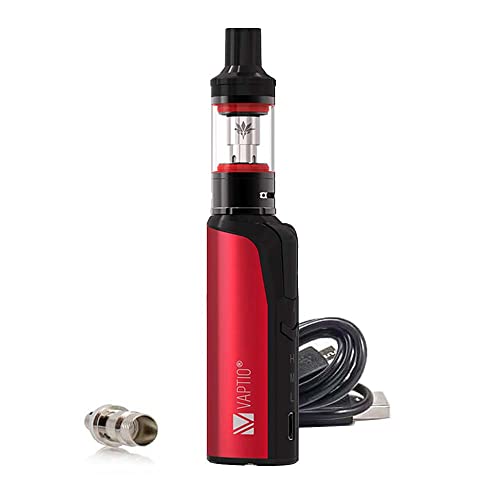 Vaptio COSMO Vape Kit con 1500mAh 30W Vape Mod 2,0ml Atomizador 0,7ohm/1,6ohm Bobinas duales Cigarrillo electrónico Vape Starter Kit No E Liquid No Nicotine (Rojo)