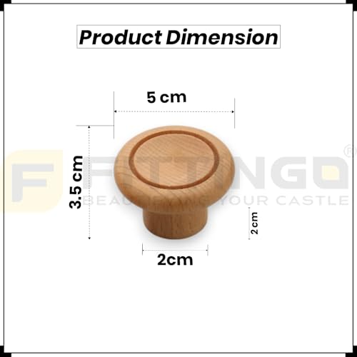 Image of 2 Piece Drawer Knobs for Kitchen- Door Knob for Cabinet, Cupboard & Dresser |Material-Steam Beech Wood, Natural Wood Finis| - 2 Inch-| 3 Years Warranty |