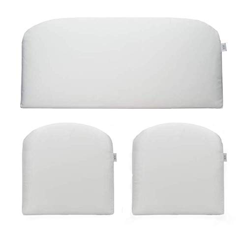RSH Décor Indoor Outdoor 3 P Cushion Set Made with Sunbrella® Canvas White Fabric Foam Loveseat & 2 Matching U-Shape Chair Cushions ~ (41x19x3 & 19x19x3)