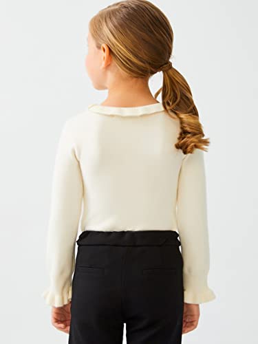 Abel & Lula Ruffled Knit Turtleneck for Girls Off White2