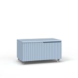AQA DESIGN accessori casa cassettiera, frontale in MDF cannettato, finitura azzurro tiffany, nr1 cassetto con scorrimento e chiusura soft close - Azzurro - 80x45x42 cm