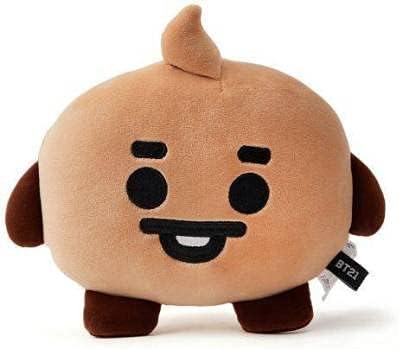 BTS BT21 Kpop Merch Plush Large 14" Cushion Dust Cover/Rucksack Plush Pillow Animal Stuffed Toys K-pop Cushion Pillow Soft BTS Character SHOOKY - Brown (Pack of 1)