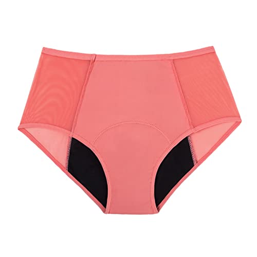 Bragas de cintura alta a prueba de fugas para mujer, de algodón a prueba de fugas, para la noche, bragas menstruales, cajones, armario, ropa interior, Rosa., XXL