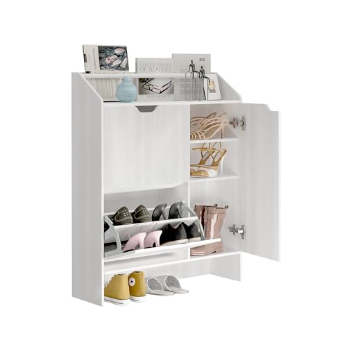 mosegor Schuhschrank mit 2 Klappen Schuhkipper Schmal Schuhkommode...