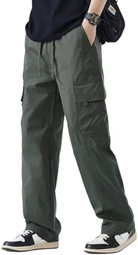 （23:00時点） [xulee] カーゴパンツ ロングパンツ 冷感 夏服 メンズ 吸水速乾 通気 薄手 涼しい 涼感 ズボン イージーパンツ ワイドパンツ オーバーサイズ ゆったり おしゃれ アウトドア リラックスパンツ 春夏秋用armyGreen-2XL