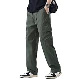 [xulee] カーゴパンツ ロングパンツ 冷感 夏服 メンズ 吸水速乾 通気 薄手 涼しい 涼感 ズボン イージーパンツ ワイドパンツ オーバーサイズ ゆったり おしゃれ アウトドア リラックスパンツ 春夏秋用armyGreen-L
