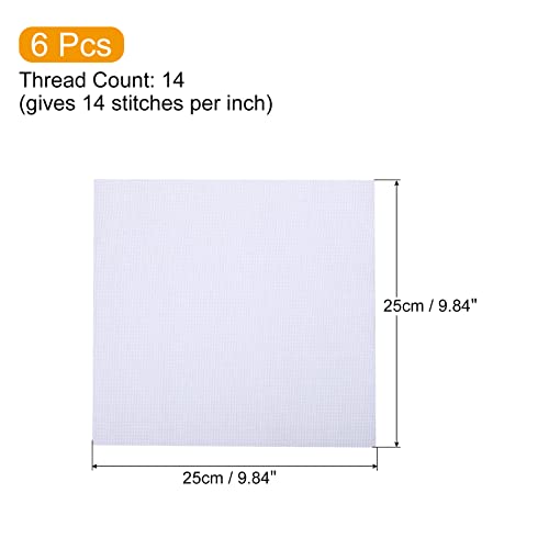Image of PATIKIL 14 Count Cross Stitch Cloth 10 inch x 10 inch, 6 Pack Embroidery Cotton Fabric for DIY Needlework, White
