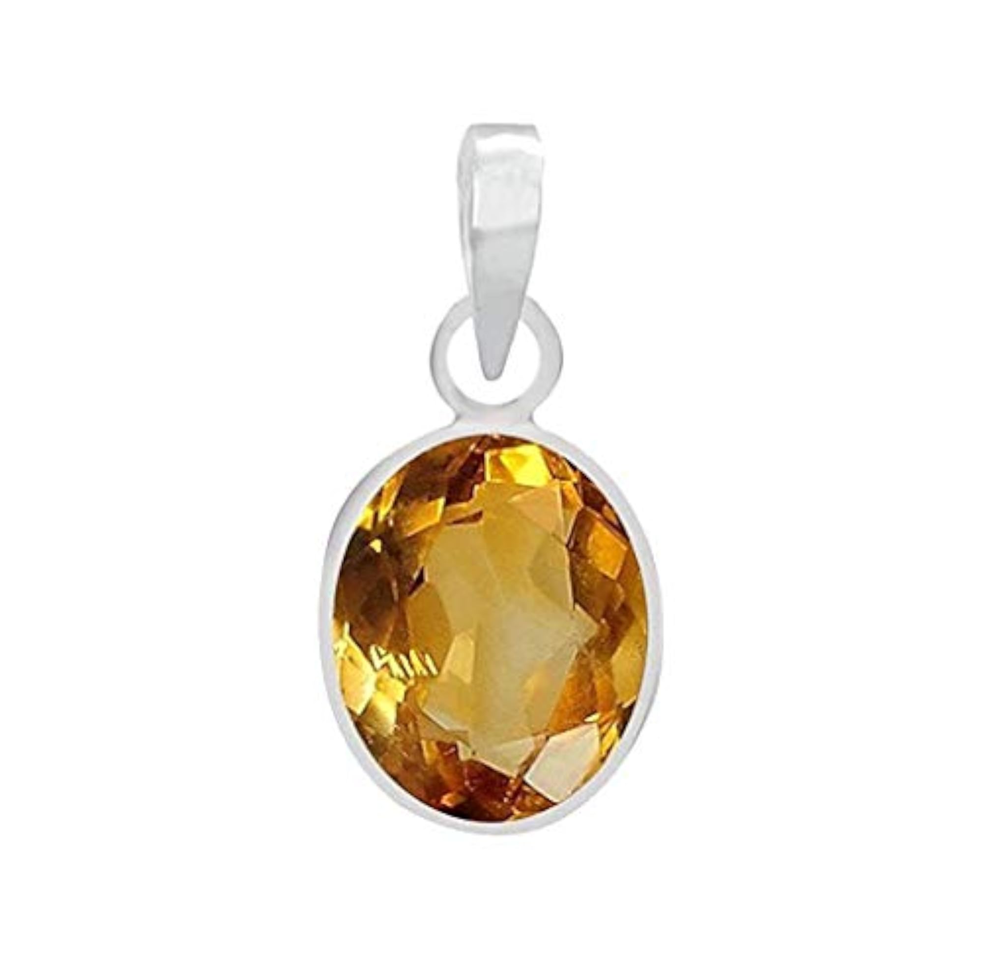 Natural Certified Citrine Sterling Silver Pendant