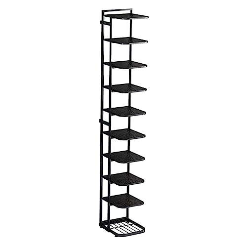 Zapatero vertical alto con diseño moderno antideslizante para ahorrar espacio, almacenamiento de zapatos, soporte de exhibición independiente para zapatos, estante nizer en color negro