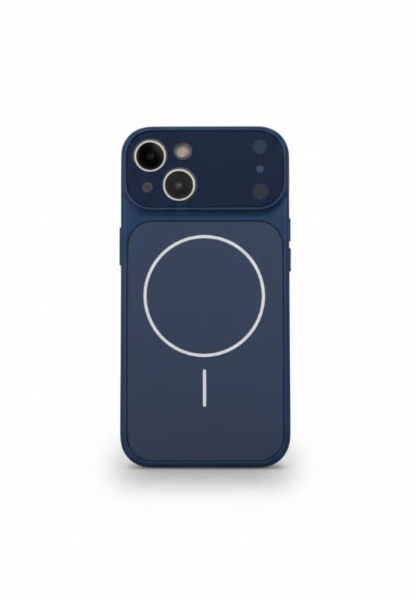 Image of Back Cover for iPhone 14 Case Soft Matte Glass Protective Camera Lens Plating with Magnetic for Magsafe Wireless Charging TPU Cover for iPhone 14 (Blue)