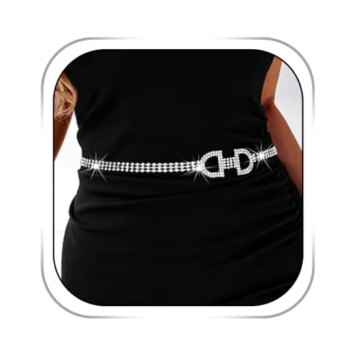 Abien Rhinestone Belts for Women Silver Rhinestone Chain Belt Sparkle Thin Belt for Formal Dresses