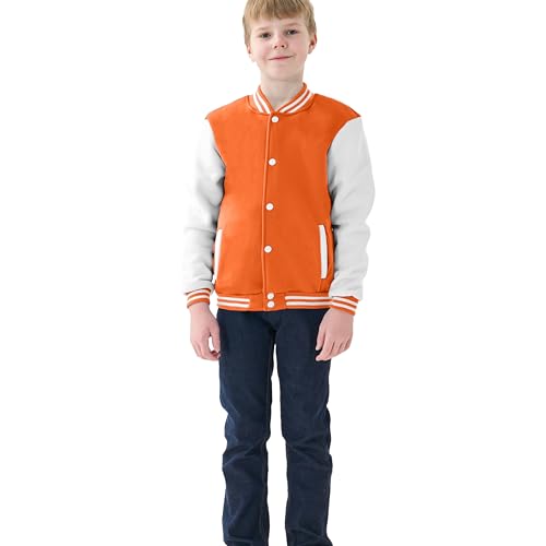 Image of Kids Baseball Jackets Boys Girls Fit Varsity Jacket Casual Lightweight Plain Button Cardigan School Coat