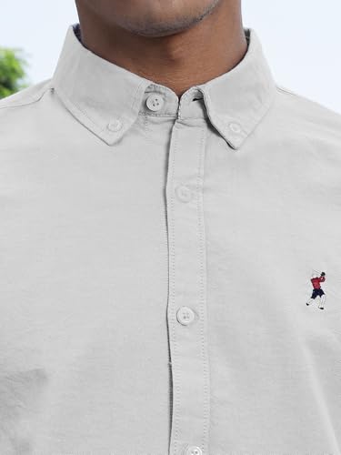 Image of Thomas Scott Men's Cricket Club Collection Classic Regular Fit Twill Shirt | 100% Cotton Long Sleeve Solid Shirt with Button Down Collar (Available in Plus Size)