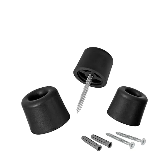 LouMaxx Lot de 3 butoir caoutchouc à visser pour sol - 3 pièces en noir - butoir porte pour montage au sol - Protection idéale avec butée de porte