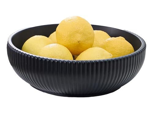 Concrete Fruit Bowl for Kitchen Counter - 10 Inch Black Decorative Bowl