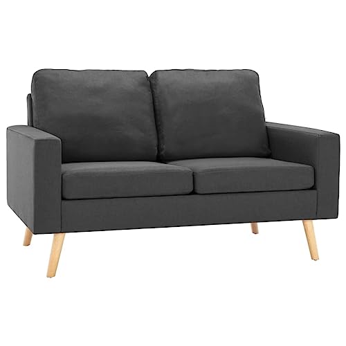 vidaXL Sofa 2-Sitzer Zweisitzer Loungesofa Stoffsofa Polstersofa Sitzmöbel Polstermöbel Designsofa Wohnzimmersofa Dunkelgrau Stoff Holzrahmen