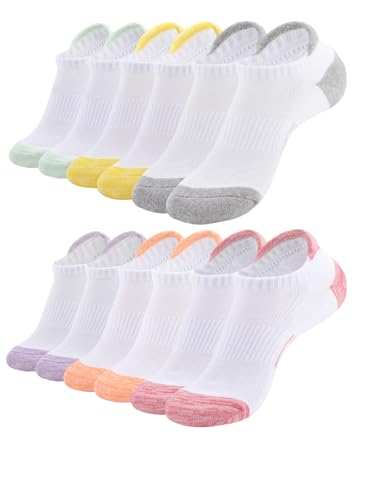 Ankle Socks Women Cushioned Athletic Low Cut Socks Thick Cotton Running Sock Non Slip No Show Sock 6 Pairs