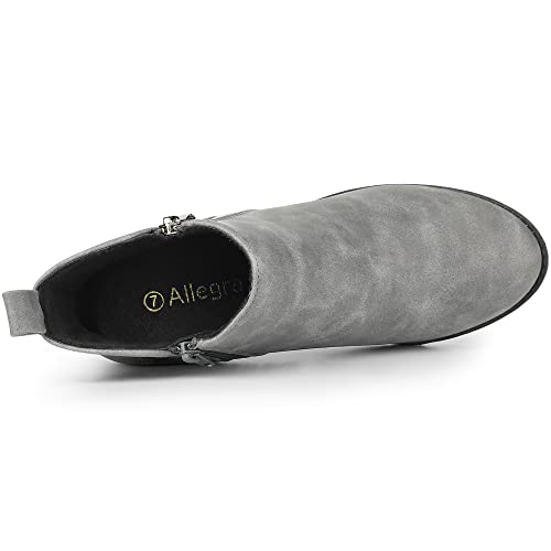 Allegra K Allegra K Women's Low Chunky Heels Zipper Western Gray Ankle Booties - 8.5 M US