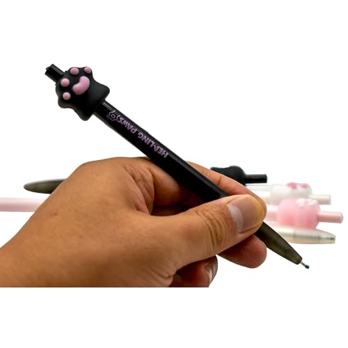 6 PCS Bolígrafos de gel retráctiles patas de gato negro miniatura 4