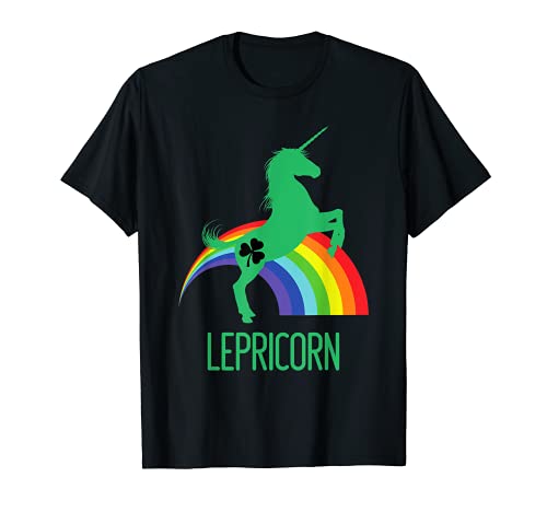 Unicornio Lepricorn Día de San Patricio Shamrock y arco iris Camiseta