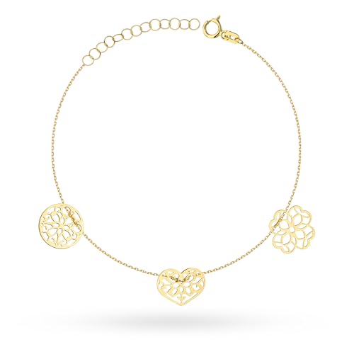 Bracelet pour femme en or avec trèfle et cœur à porter au quotidien ou en soirée