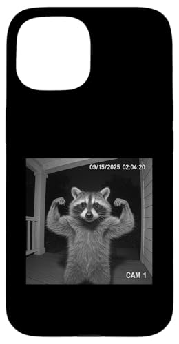 Funny Raccoon Flexing On Security Camera X}zP[X iPhone 15 p