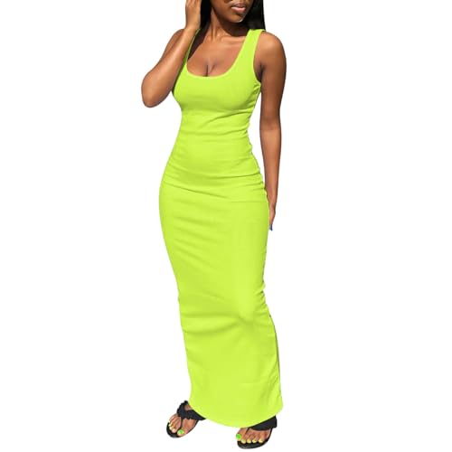 Yuopeid Women's Casual Sleeveless Dresses Square Neck High