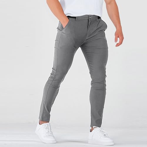 Golf Pants Men Stretchy Petite Slim Fit Dress Pants Lightweight Classic Athletic Tapered Pull On Slacks with Pockets3