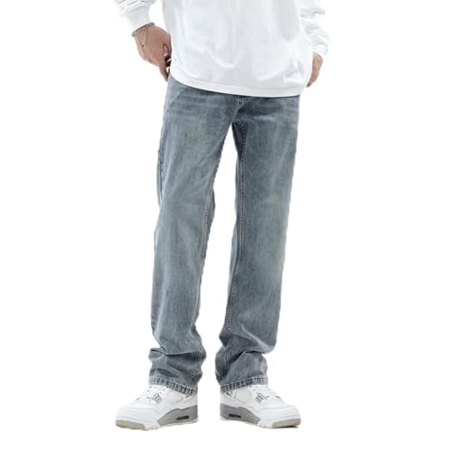 Jeans Pants Trousers Denim Spring and Autumn Men's High Street Loose Retro Look Thin Wide Leg Floor