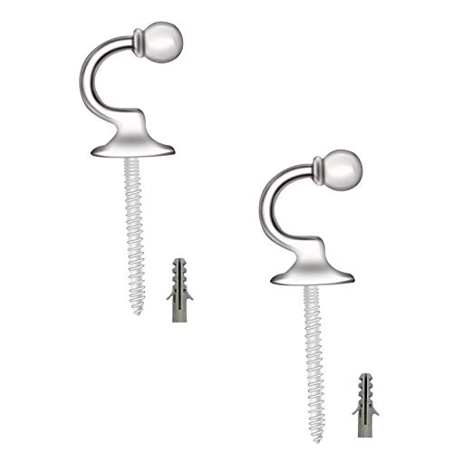 Image of 2 PCS Curtain Tie Backs Hooks, Silver Tie Back Hooks Curtain Holdbacks Hooks U Shaped Curtain Tie Hooks Curtain Tie Back Wall Fixings Curtain Hooks for Tie Backs