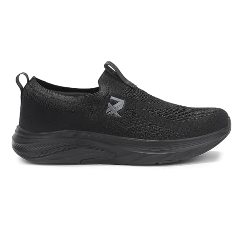 Image of Liberty LEAP7X ULTRASTEPE Walking Shoes for Men - Black & Dark Grey Slip-On Sneakers | Memory Foam Cushioned Insole, Lightweight Knit-Mesh Shoes for Daily Walking, Commute, College & Casual Wear