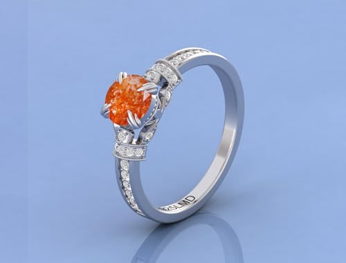 925 Sterling Silver 6MM Round Natural Gemstone Engagement Ring for Women – Natural Sunstone | Birthstone Promise Ring, Anniversary Jewelry3