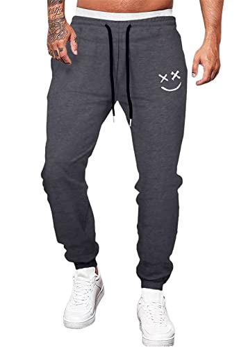 Meilicloth Jogginghose Herren Baumwolle Trainingshose Männer Sporthose Herren Lang Joggers Jogging-Hose Herren Sweathose Hosen Fitness Trackpants Gym Outdoor Herren Grau L