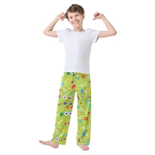 ZZXXB Happy Birthday Soccer Boys Long Pants Soft Trousers Elastic Waist Kids Lounge Bottoms with Pockets S-XL2