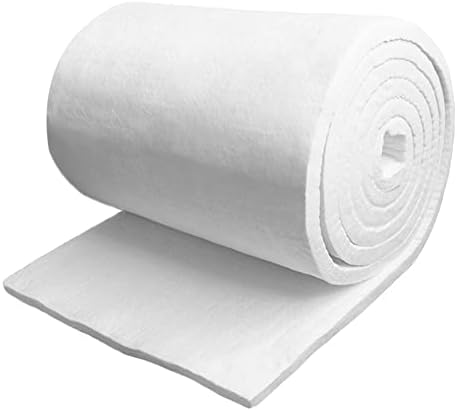 High-Performance Ceramic Fiber Insulation Blanket, Heat Resistant Up to 2400°F, White, 61x30cm- Ideal for High-Temperature Applications and Energy Efficiency