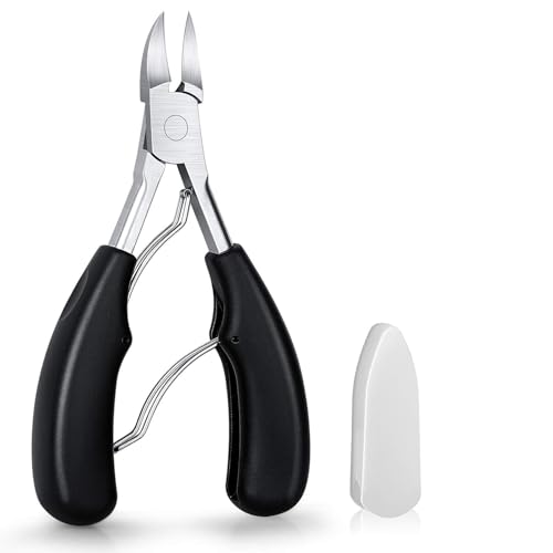 Image of QUIQSHIPP Toe Nail Clipper for Ingrown or Thick Toenails, Heavy Duty Toenail Trimmer Nail Clipper Pedicure Tool with Long Handle and Soft Grip for Seniors Black