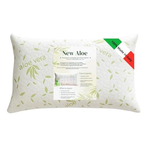GM Cuscino SINGOLO Letto Guanciale per Dormire Imbottitura Standard Antiacaro Anallergico Traspirante per letto Matrimoniale Singolo con Federa Aloe Lavabile Made in Italy