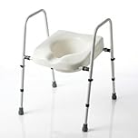 Fully Adjustable Toilet Frame with Seat – Raised Toilet Seat Riser with Arms – Freestanding Commode Toilet Chair for Elderly & Disabled – Height and Width Adjustable Toilet Aid for Sitting and Rising