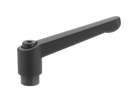 Die Cast Zinc Angled Adjustable Lever with Threaded Hole, Black Oxide Finish, #10 32 TPI Hole Diameter, 7/64" Hole Depth, 1 11/64" Handle Length (Pack of 2)