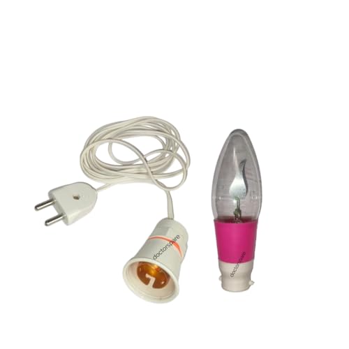 Image of doctorspare Electric Flame Lightbulb,Jyoti Lightbulb For Mandir /Temple,Art Cafe Resturant Decoration Lightbulb With Hanging Holder /2Meter Wire /Plug,Non-Led (B22 Base) (Lightbulb With Hanging Holder)