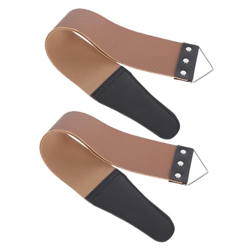 FRCOLOR 2pcs Leather Cloth Razor Strop Sharpening Belt for Men Dual-sided Razor Sharpening Tool Random Color