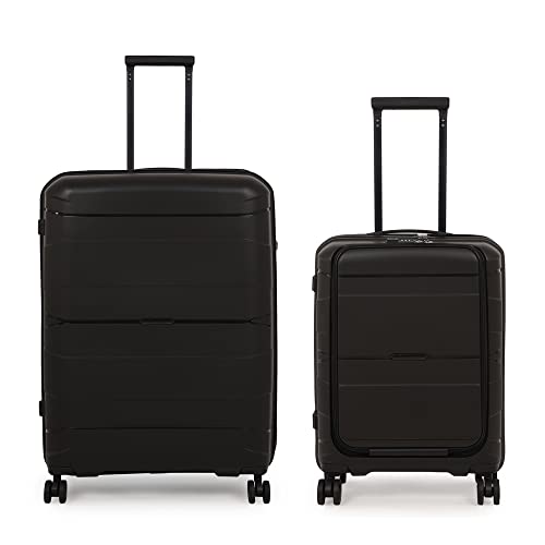 Image of it luggage Momentous Black Set of 2-28 & 20 inches Cabin with Padded Laptop Section & Large Expandable Polypropylene Hardsided with TSA Lock & Wet Pouch Inside 8 Wheel Trolley Bag