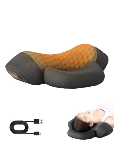 Artuvate Neck Massager Upgraded 3-in-1 Rechargeable Neck Massager Pillow with Deep Tissue Heating & Gentle Stretcher Ergonomic Memory Foam Pillow for Neck Back Shoulder (Dark Gray)