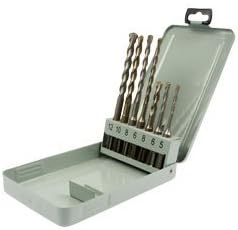 UK Drills - SDS Plus Hammer Drill Bit - Tungsten Carbide Tip, Fully Hardened Tool - To Be Used in Granite, Concrete & Masonry - Metal Set 7 Pieces