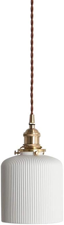 Luces LED E27 en candelabro colgante de cerámica blanca cilíndrica con techo ajustable