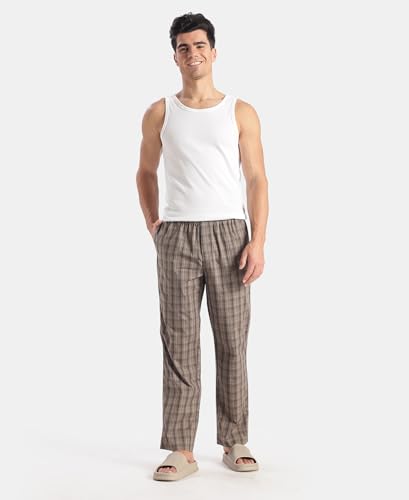 Image of Jockey 9009 Men Super Combed Cotton Woven Fabric Regular Fit Checkered Pyjama with Side Pockets
